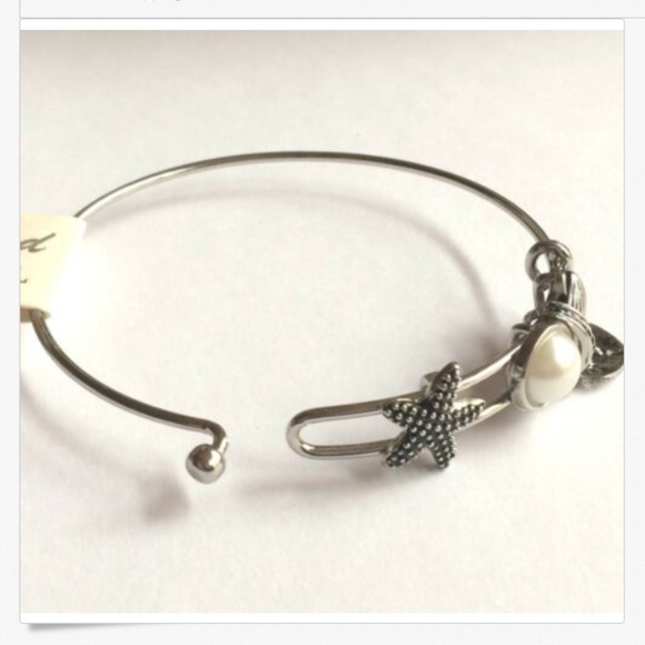 Sand Dollar Starfish Shell Charm Bracelet 8" Pearl Island Sea Life Silver Plated - Picture 8 of 11